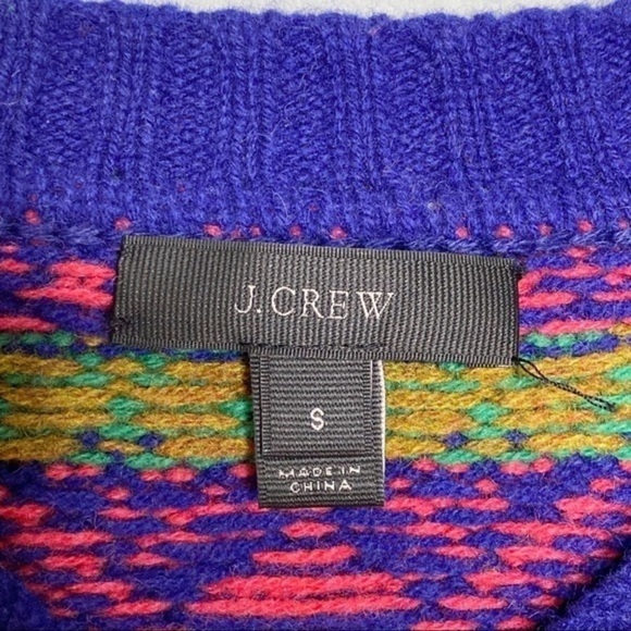 J Crew FairIsle Lambswool Sweater Blue Pink Small - Picture 3 of 5